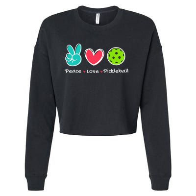 Funny Peace Love Pickleball Court Play Loves Pickleball Cropped Pullover Crew