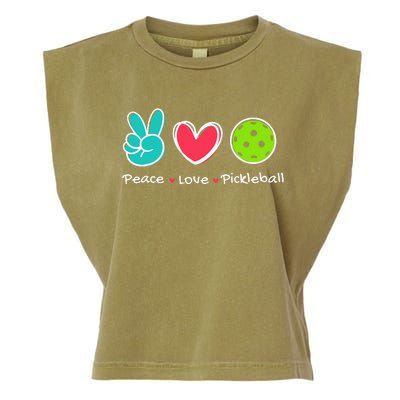 Funny Peace Love Pickleball Court Play Loves Pickleball Garment-Dyed Women's Muscle Tee