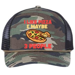 Funny Pizza Lover Gift Cool I Like Pizza And Maybe 3 People Gift Retro Rope Trucker Hat Cap