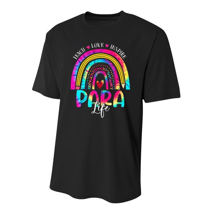 Funny Para Life Teacher Rainbow Tie Dye First Day Of School Youth Performance Sprint T-Shirt