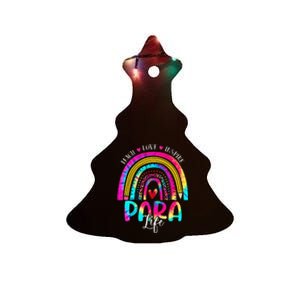 Funny Para Life Teacher Rainbow Tie Dye First Day Of School Ceramic Tree Ornament