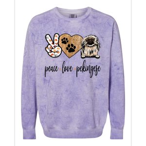 Funny Peace Love Pekingese Dog Lover Colorblast Crewneck Sweatshirt