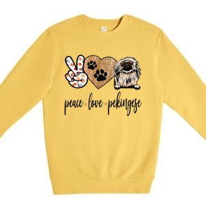 Funny Peace Love Pekingese Dog Lover Premium Crewneck Sweatshirt