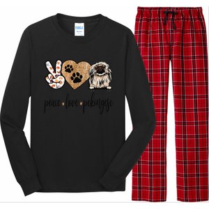 Funny Peace Love Pekingese Dog Lover Long Sleeve Pajama Set