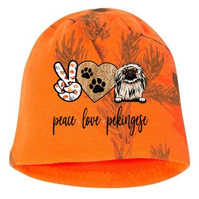 Funny Peace Love Pekingese Dog Lover Kati - Camo Knit Beanie