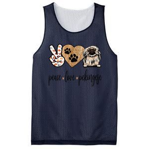 Funny Peace Love Pekingese Dog Lover Mesh Reversible Basketball Jersey Tank