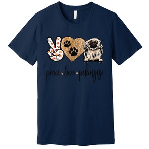 Funny Peace Love Pekingese Dog Lover Premium T-Shirt