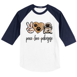 Funny Peace Love Pekingese Dog Lover Baseball Sleeve Shirt