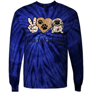 Funny Peace Love Pekingese Dog Lover Tie-Dye Long Sleeve Shirt