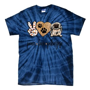 Funny Peace Love Pekingese Dog Lover Tie-Dye T-Shirt