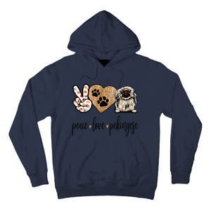 Funny Peace Love Pekingese Dog Lover Tall Hoodie