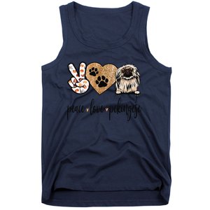 Funny Peace Love Pekingese Dog Lover Tank Top