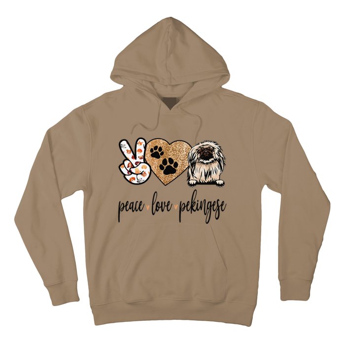 Funny Peace Love Pekingese Dog Lover Hoodie