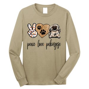 Funny Peace Love Pekingese Dog Lover Long Sleeve Shirt