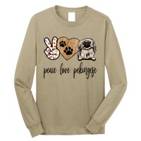 Funny Peace Love Pekingese Dog Lover Long Sleeve Shirt