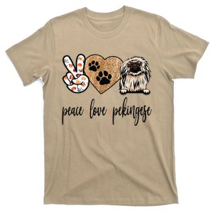 Funny Peace Love Pekingese Dog Lover T-Shirt