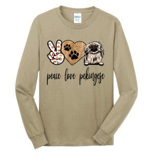 Funny Peace Love Pekingese Dog Lover Tall Long Sleeve T-Shirt