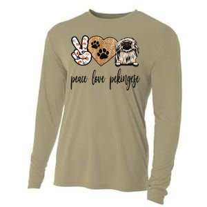 Funny Peace Love Pekingese Dog Lover Cooling Performance Long Sleeve Crew