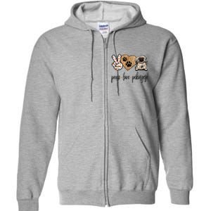 Funny Peace Love Pekingese Dog Lover Full Zip Hoodie