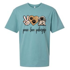 Funny Peace Love Pekingese Dog Lover Sueded Cloud Jersey T-Shirt