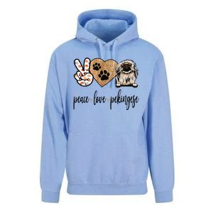 Funny Peace Love Pekingese Dog Lover Unisex Surf Hoodie