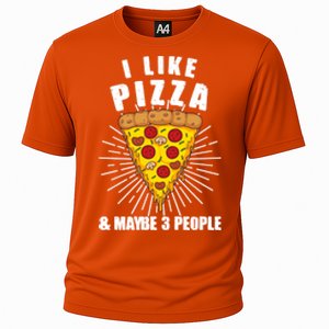 Funny Pizza Lover Gift Cool I Like Pizza And Maybe 3 People Gift Cooling Performance Crew T-Shirt