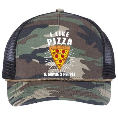 Funny Pizza Lover Gift Cool I Like Pizza And Maybe 3 People Gift Retro Rope Trucker Hat Cap