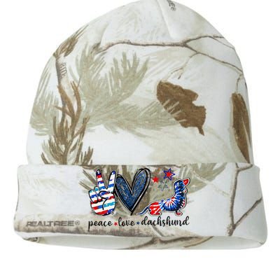 Funny Peace Love Dachshund Tie Dye 4Th Of July Kati Licensed 12" Camo Beanie