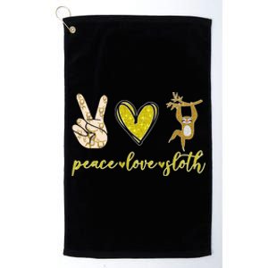 Funny Peace Love Sloth Gift Platinum Collection Golf Towel