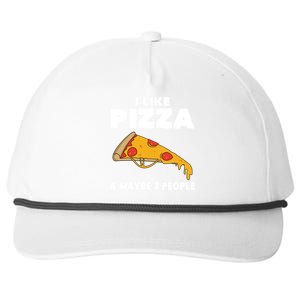 Funny Pizza Lover Gift Cool I Like Pizza And Maybe 3 People Gift Snapback Five-Panel Rope Hat