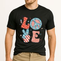 Funny Peace Love America Us Flag Retro Groovy 4th Of July Cooling Performance Crew T-Shirt