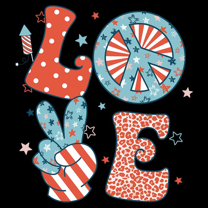 Funny Peace Love America Us Flag Retro Groovy 4th Of July Cooling Performance Crew T-Shirt