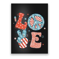 Funny Peace Love America Us Flag Retro Groovy 4th Of July Poster