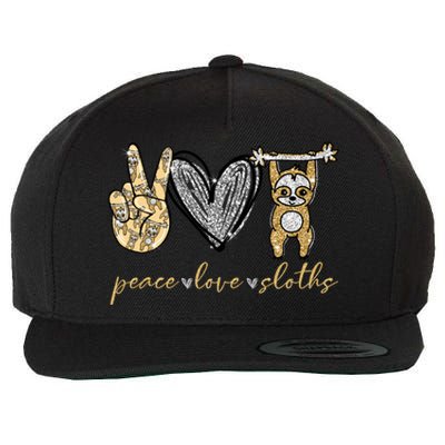 Funny Peace Love Sloth Gift Wool Snapback Cap