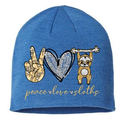 Funny Peace Love Sloth Gift Sustainable Beanie