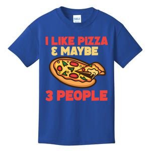 Funny Pizza Lover Gift Cool I Like Pizza And Maybe 3 People Gift Kids T-Shirt