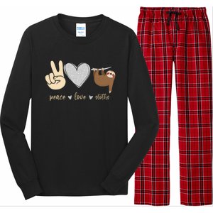 Funny Peace Love Sloths Unisex Gift Gift Long Sleeve Pajama Set