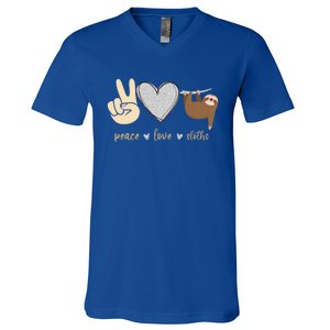 Funny Peace Love Sloths Unisex Gift Gift V-Neck T-Shirt