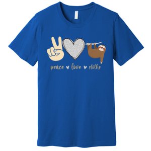 Funny Peace Love Sloths Unisex Gift Gift Premium T-Shirt