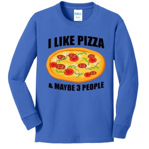 Funny Pizza Lover Gift Cool I Like Pizza And Maybe 3 People Gift Kids Long Sleeve Shirt