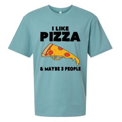 Funny Pizza Lover Gift Cool I Like Pizza And Maybe 3 People Cool Gift Sueded Cloud Jersey T-Shirt