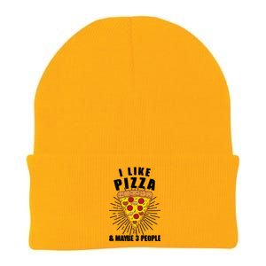 Funny Pizza Lover Gift Cool I Like Pizza And Maybe 3 People Gift Knit Cap Winter Beanie