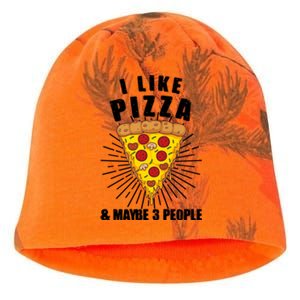 Funny Pizza Lover Gift Cool I Like Pizza And Maybe 3 People Gift Kati - Camo Knit Beanie