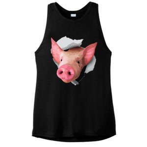 Funny Pig Lover Shirts Farm Animal Ladies PosiCharge Tri-Blend Wicking Tank