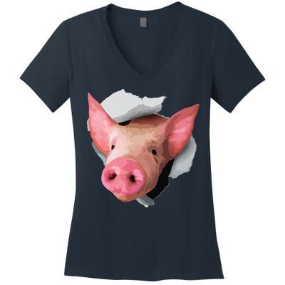 Funny Pig Lover Shirts Farm Animal Women's V-Neck T-Shirt