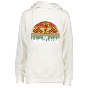 Funny Pizza Lover I Like Pizza And Maybe 3 People Gift Womens Funnel Neck Pullover Hood