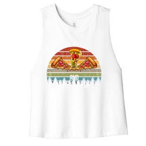 Funny Pizza Lover I Like Pizza And Maybe 3 People Gift Women's Racerback Cropped Tank