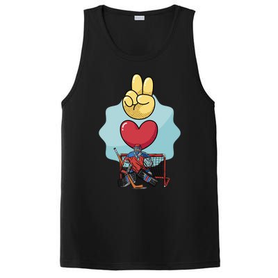 Funny Peace Love Attire And Tees: Peace Love Hockey Gift PosiCharge Competitor Tank