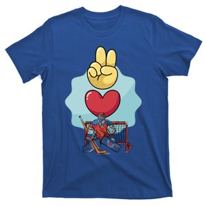 Funny Peace Love Attire And Tees: Peace Love Hockey Gift T-Shirt