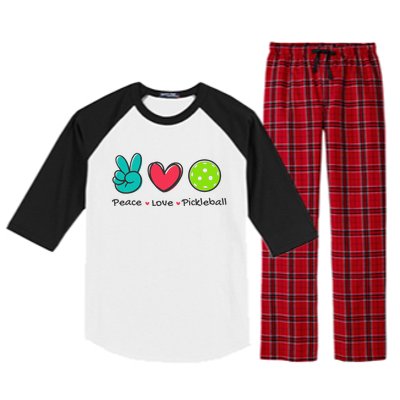 Funny Peace Love Pickleball Court Play Loves Pickleball Raglan Sleeve Pajama Set